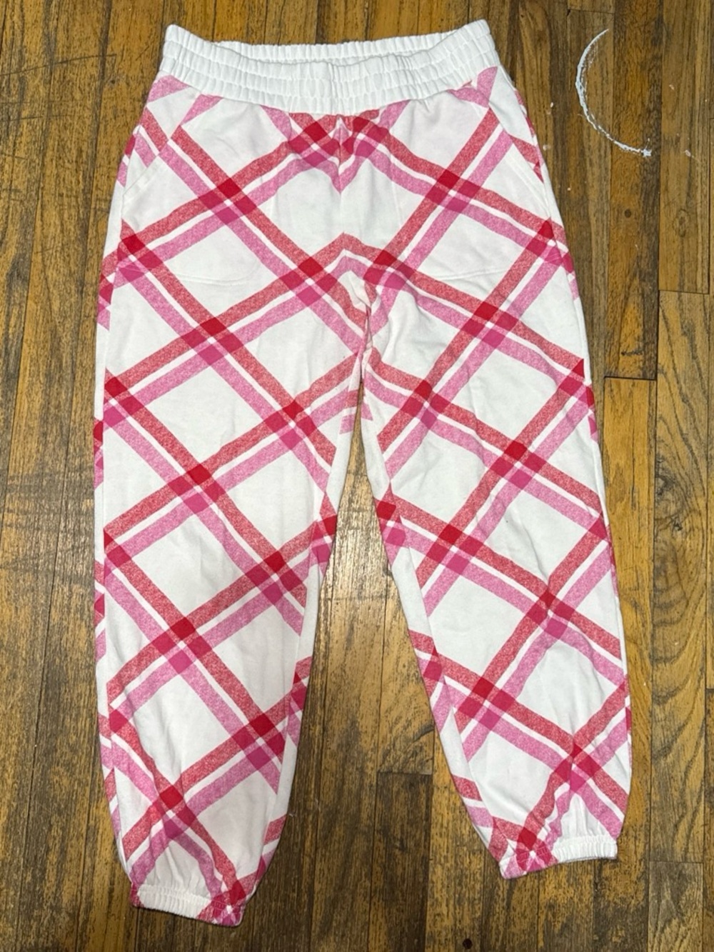 Colsie White Pajama Pants with Pink Plaid
